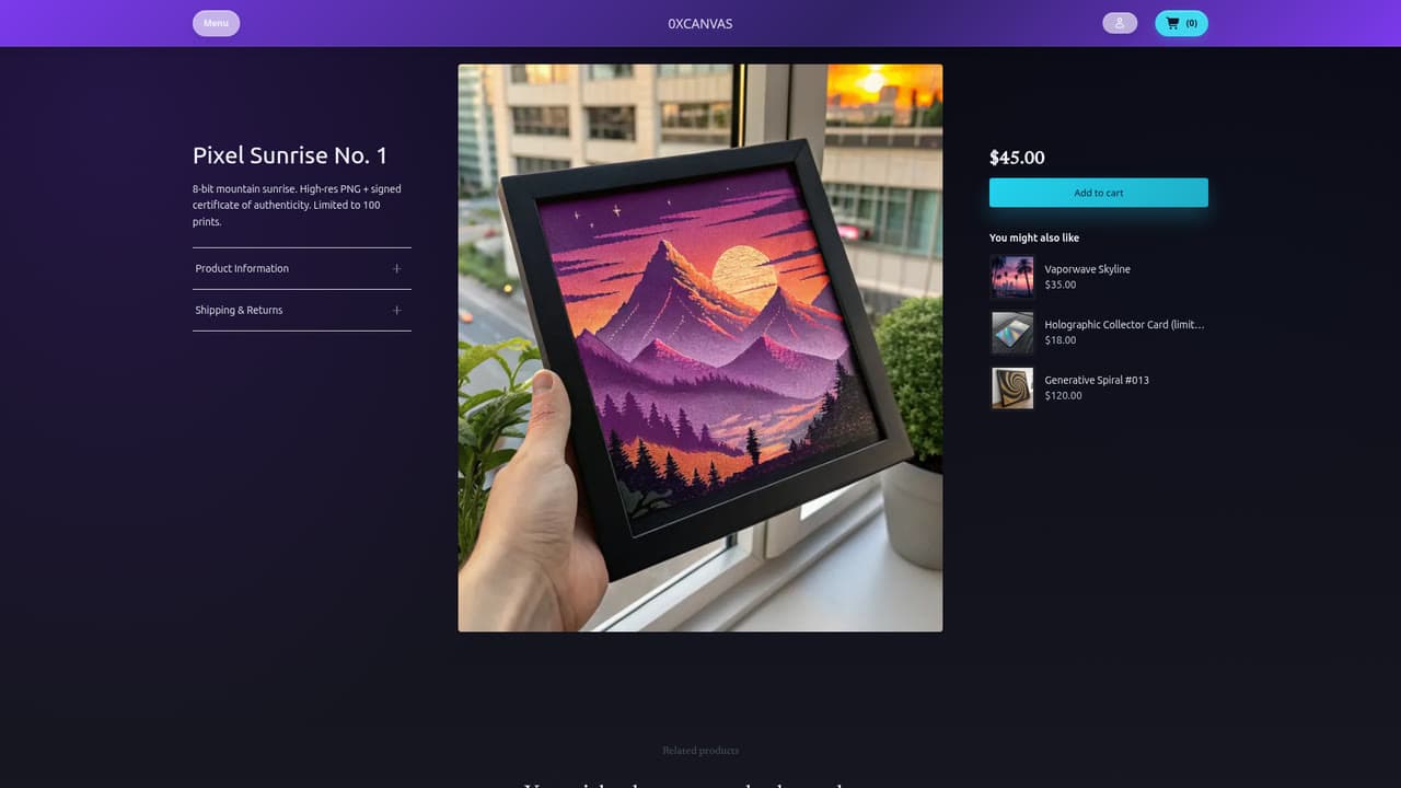 0xCanvas (crypto): Digital goods, crypto checkout